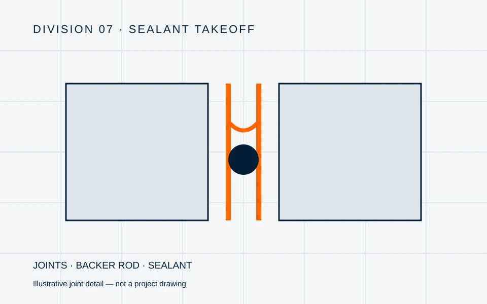 Illustrative sealant and backer rod joint detail, not a project drawing